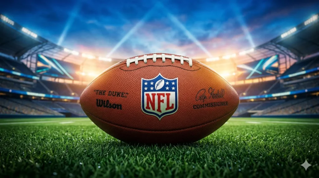 NFL ball in a stadium for prople who want to watch nfl games online